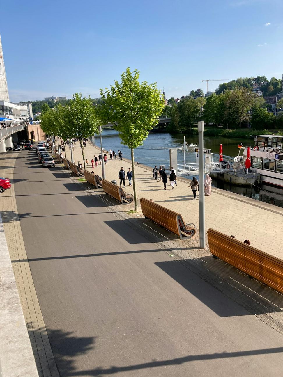 Urban waterfront boardwalk